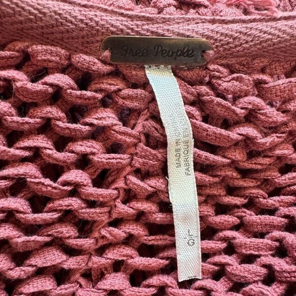 Free People Women's Open-Front Knit long Cardigan Sweater - Pink size large - Picture 5 of 6